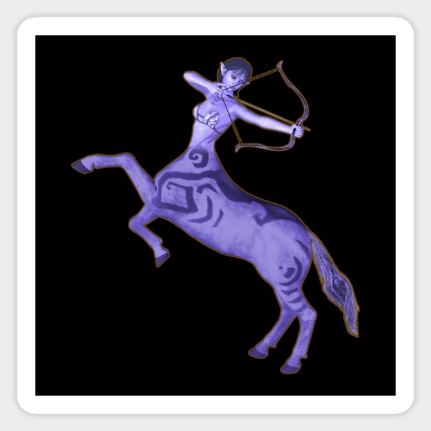 Sagittarius woman girl centaur with bow and arrow Sticker by Fantasyart123